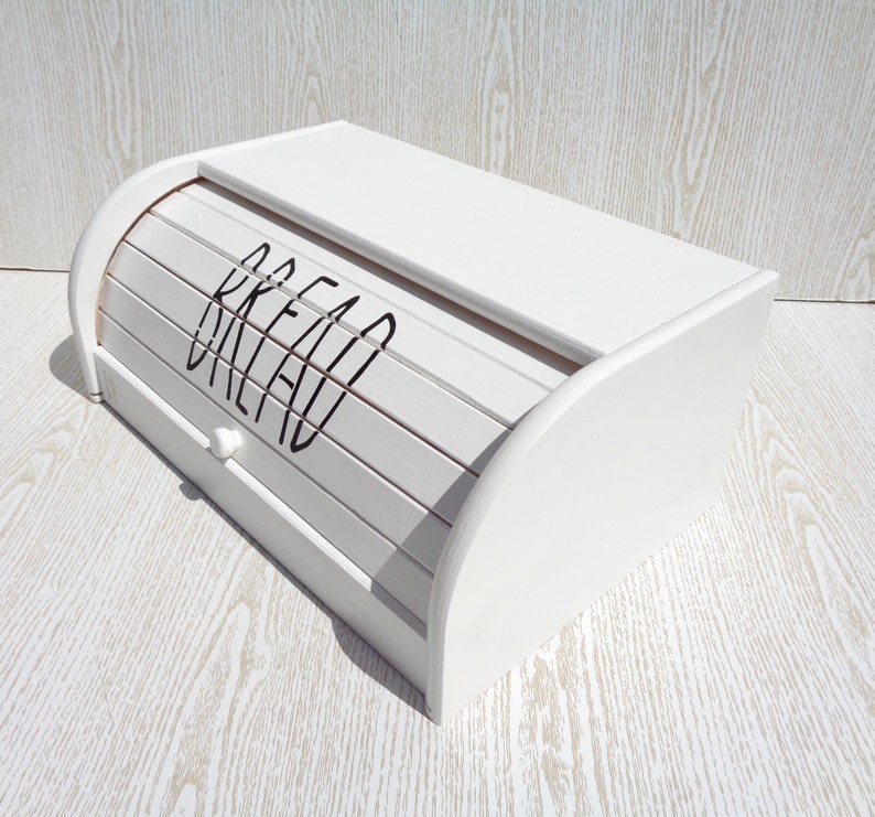 White Bread Box Bin Wooden Modern Farmhouse Furniture Wood Etsy