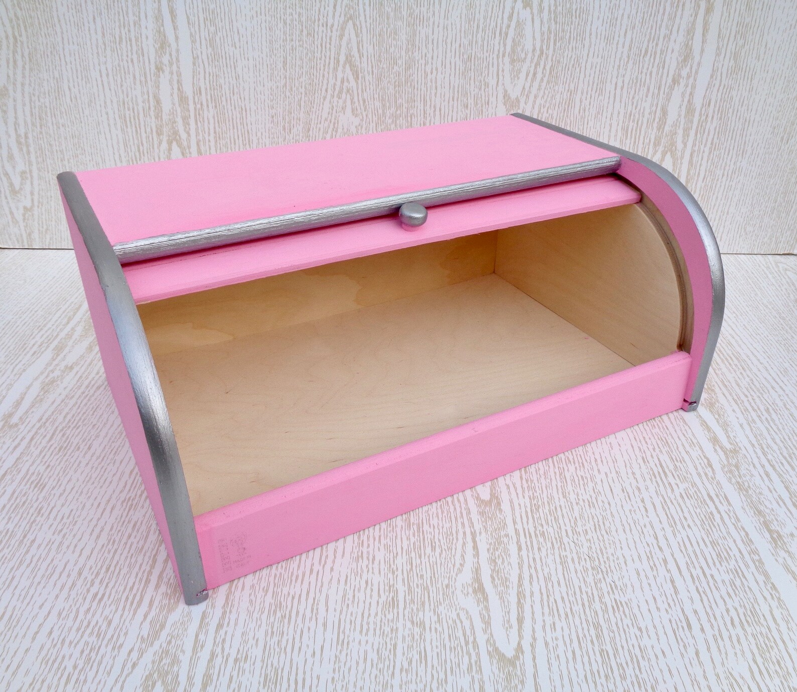 Pink Bread Bin Wooden Bread Box Modern Kitchen Organization Etsy