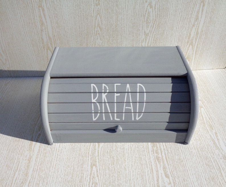 Bread Box Modern Farmhouse Breadbox Wood Grey Bread Bin Etsy