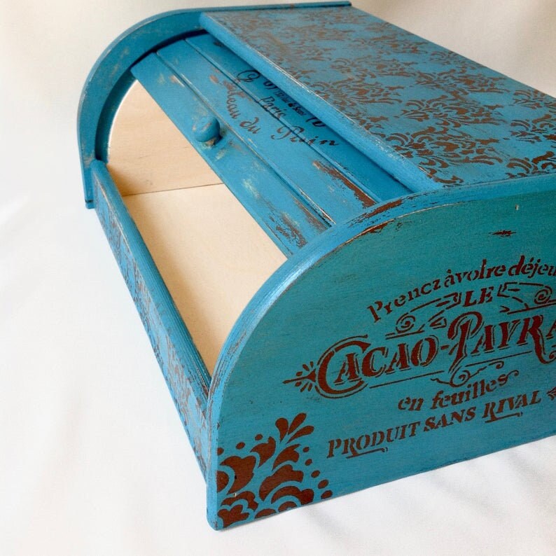 Bread Box Breadbox Vintage Roll Top Bread Bin Wooden Kitchen Etsy