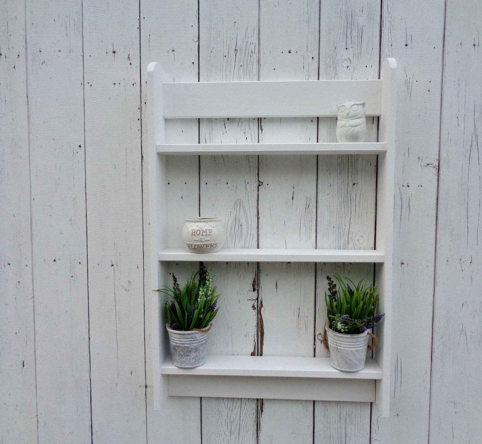 White Wall Shelves Unit Pine Wood Shelf Farmhouse Wooden Etsy