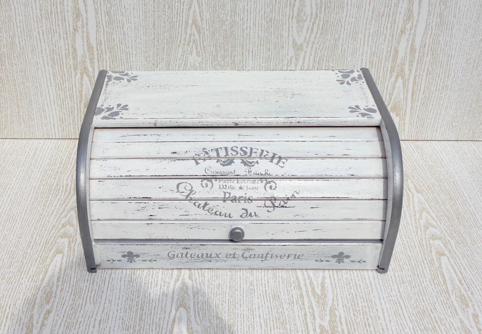 French bread box Vintage bread bin Shabby chic decor White Etsy