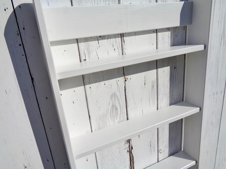 White wood wall shelf unit with hooks for kitchen living room Etsy