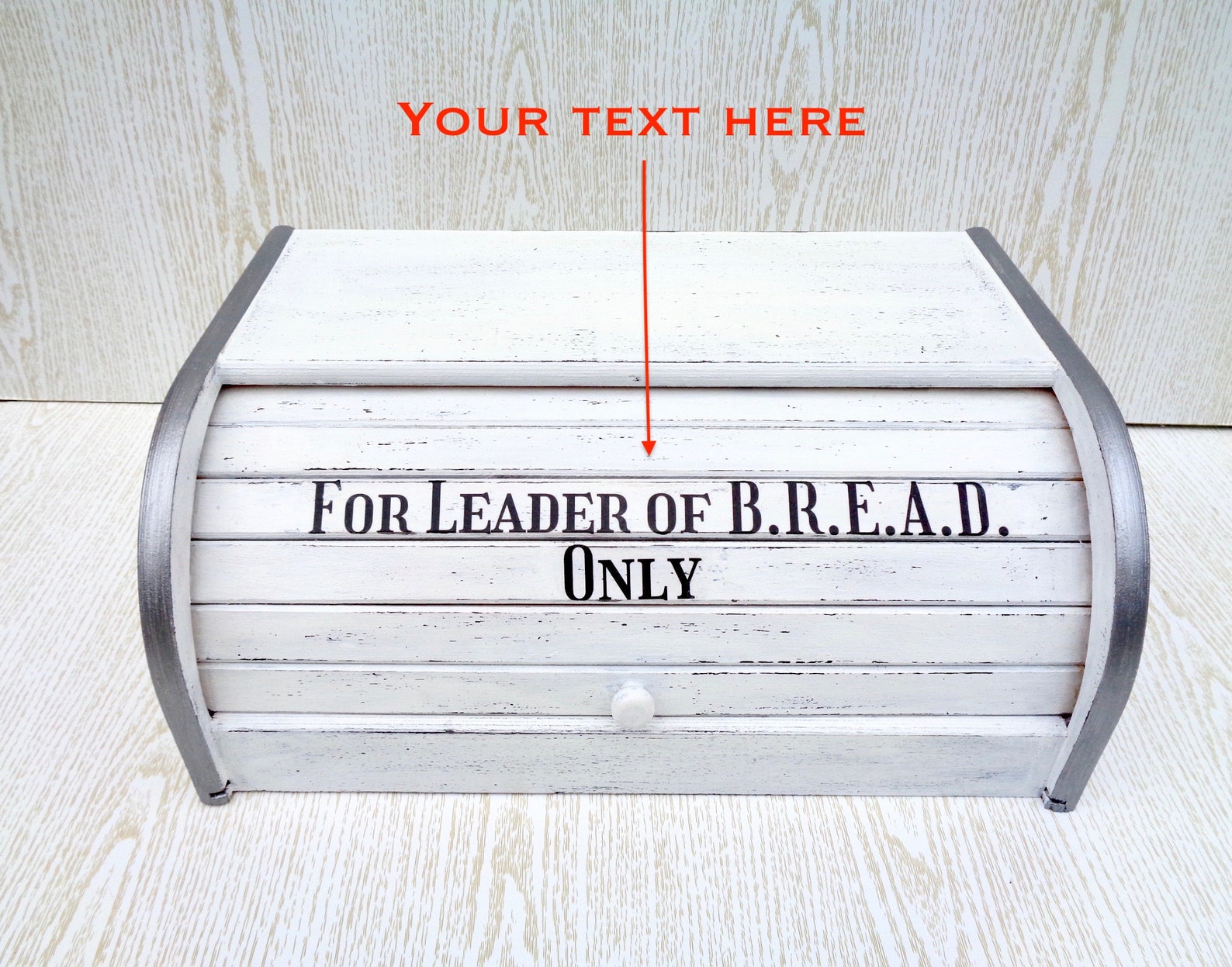 Personalized Gift Bread Box White Wooden Bread Bin Custom Etsy