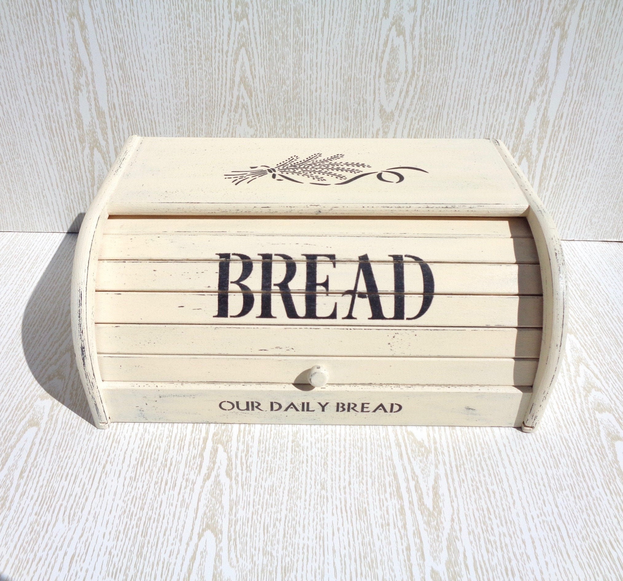 Bread Box Vintage Kitchen Item Antique Wood Bread Bin Beige Etsy