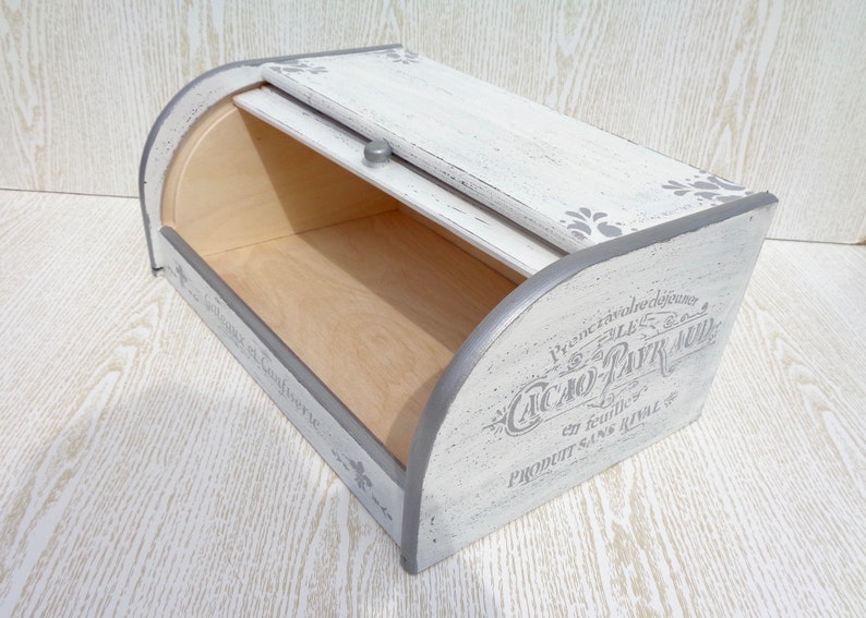 French Bread Box Vintage Bread Bin Shabby Chic Decor White Etsy UK