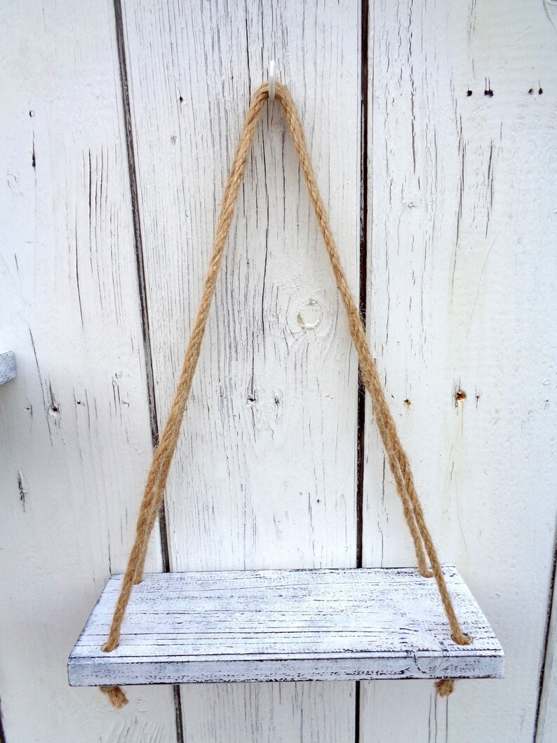 Hanging Rope Shelves Set of 2 Shelving Decor Small Plant White Etsy