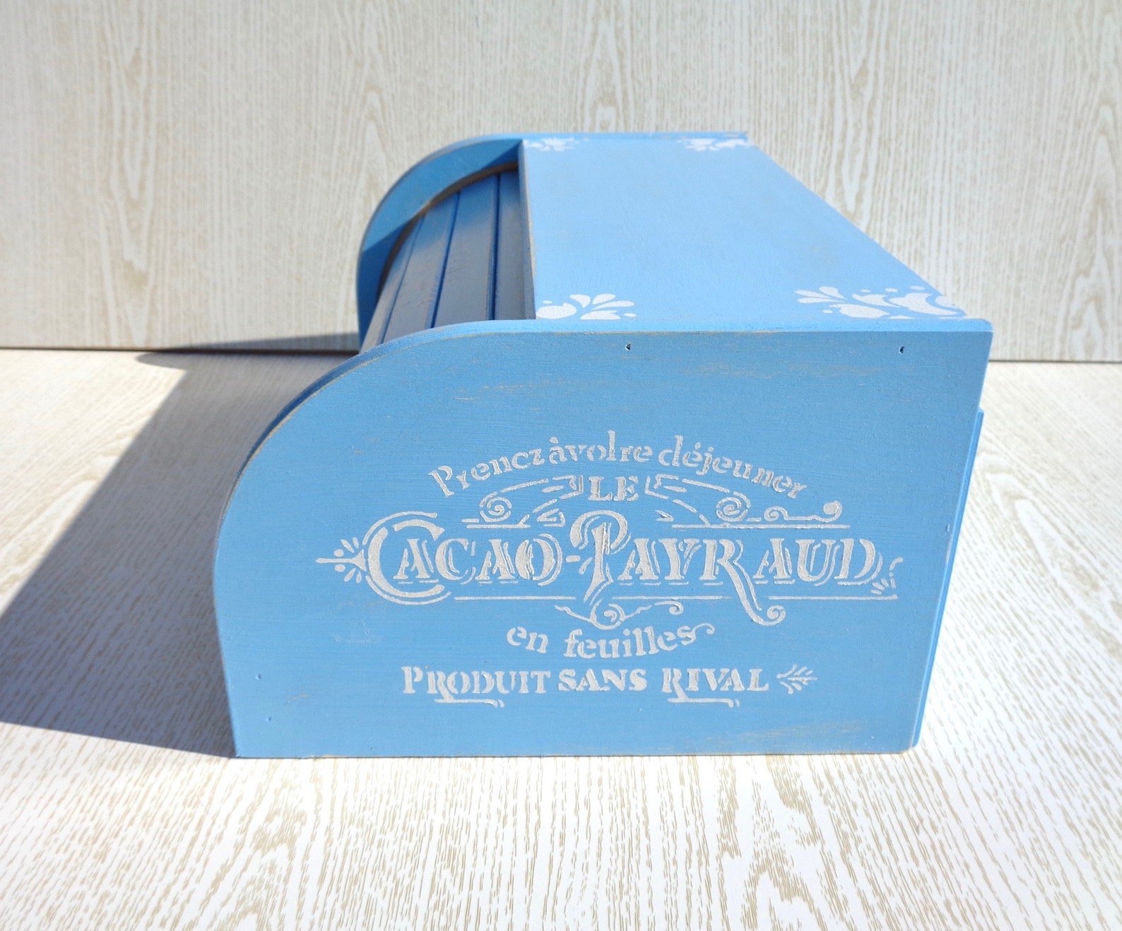 Light blue bread box wooden bread bin custom colors Wood Etsy