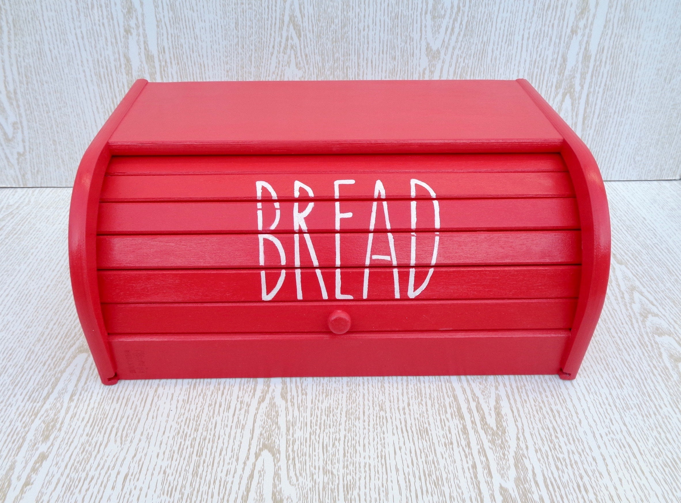 Red bread bin wooden bread box Modern breadbox kitchen Etsy