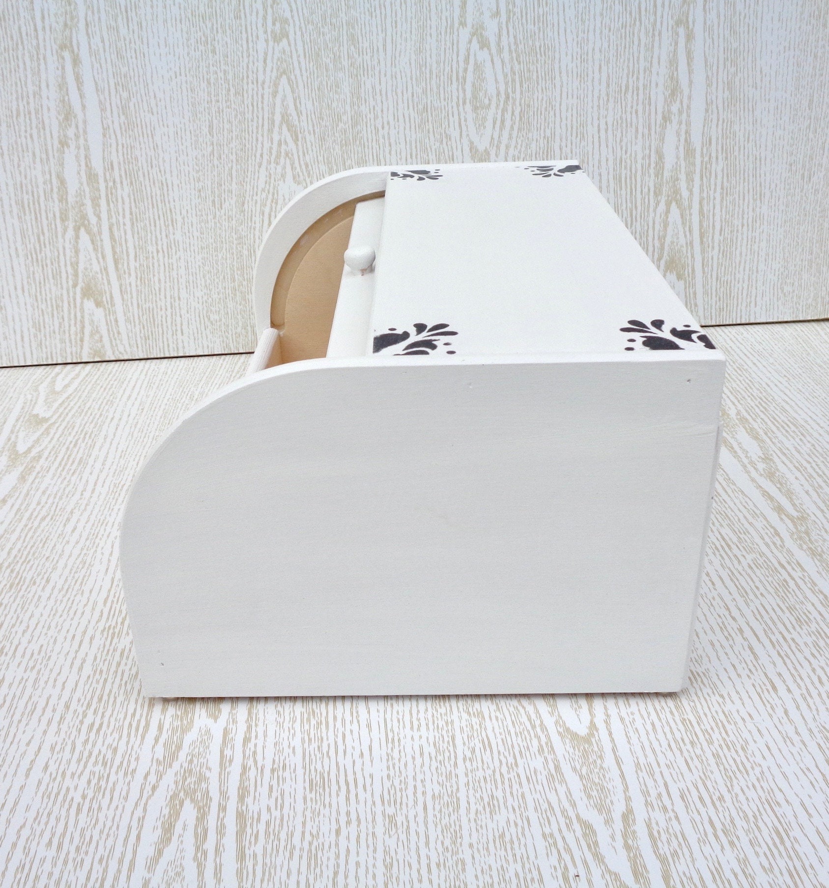 Farmhouse Bread Box White Bread Bin Wooden Roll Top Bread Box Etsy
