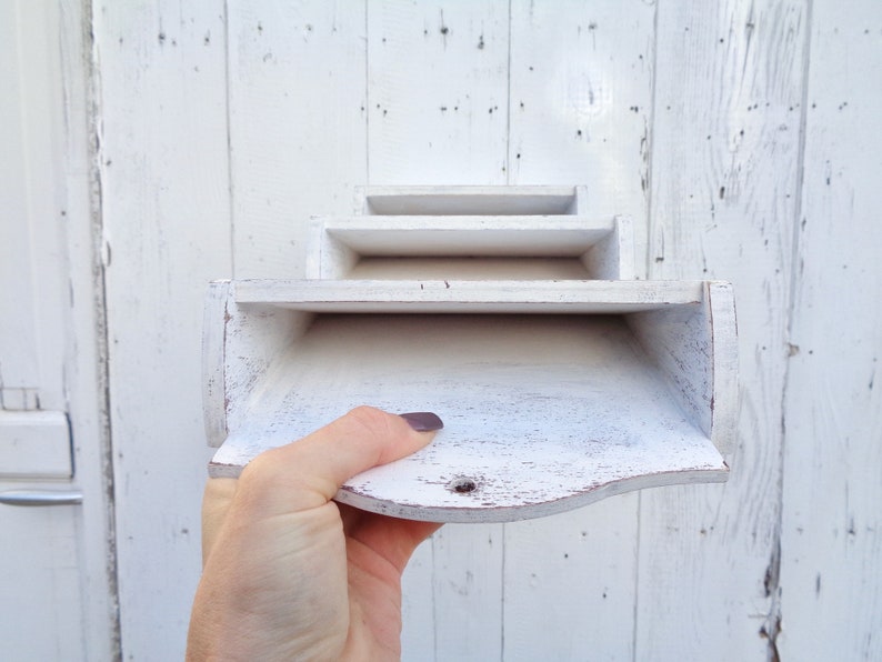 White Mail Holder Wall Entryway Organizer Storage Distressed Etsy