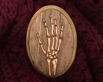 Skeleton Hand Woodburn Art