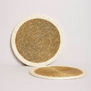 Round Woven Placemat, Natural and Chic Tableware, Wedding tablescaping, Table Styling, Grass Trivet, Wicker, White Tableware, Cream Placemat