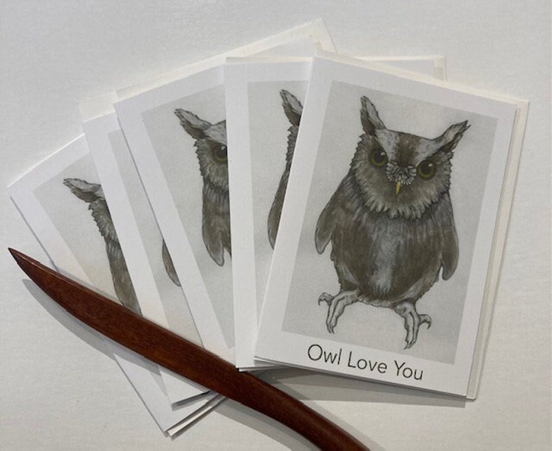 Owl Note Cards Pack of 5 image 1