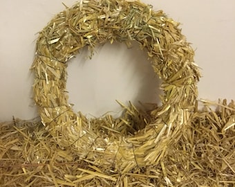 Straw wreath handmade DIY floral dried Natural straw wreath base Christmas door hanging wreath floristry crafts wire frame