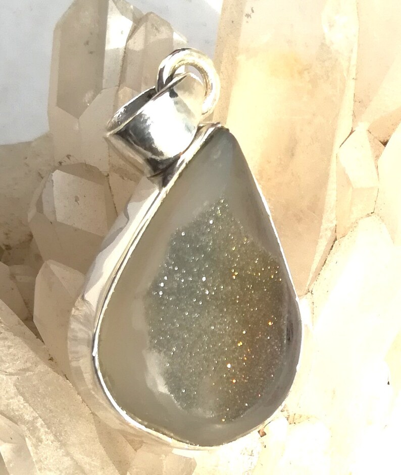 7.3 Gm Natural Titanium Druzy Pendant Beautiful 100/% 925 Sterling Silver jewelry Titanium Druzy Cabochon Pendant 1.5/' inch Necklace J829