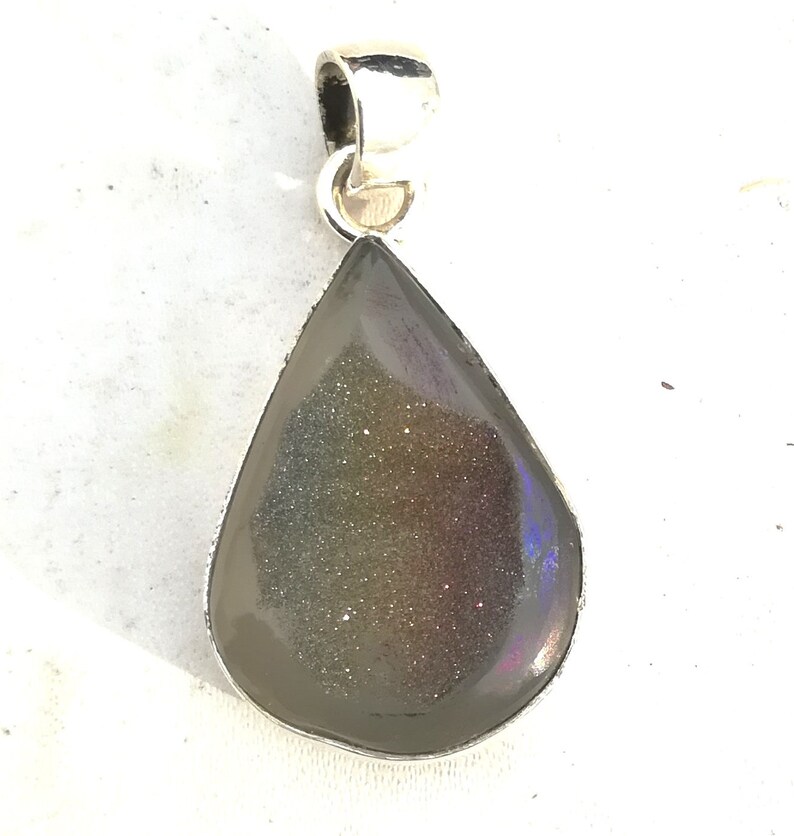7.3 Gm Natural Titanium Druzy Pendant Beautiful 100/% 925 Sterling Silver jewelry Titanium Druzy Cabochon Pendant 1.5/' inch Necklace J829