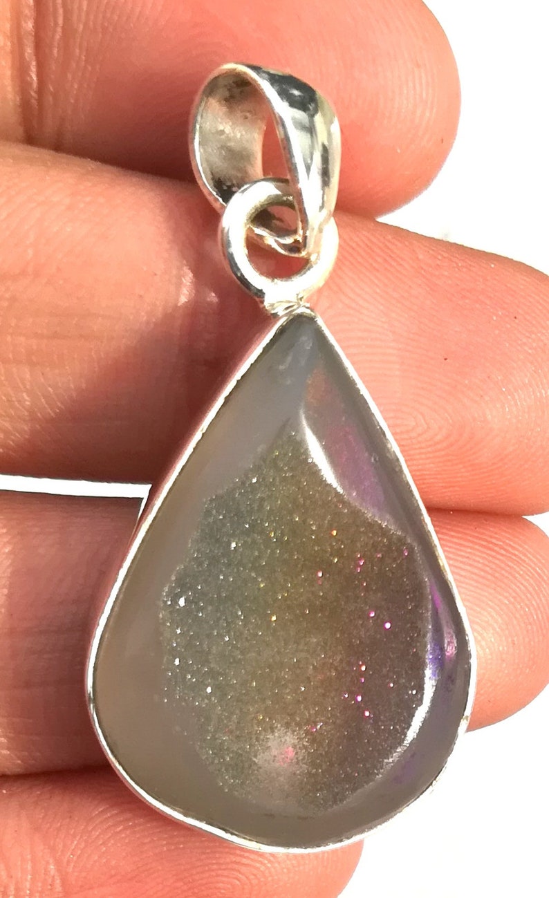 7.3 Gm Natural Titanium Druzy Pendant Beautiful 100/% 925 Sterling Silver jewelry Titanium Druzy Cabochon Pendant 1.5/' inch Necklace J829