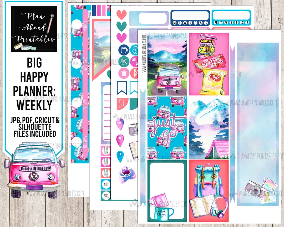 Big Happy Planner Printable Stickers Vertical Weekly Kit, Road Trip ...