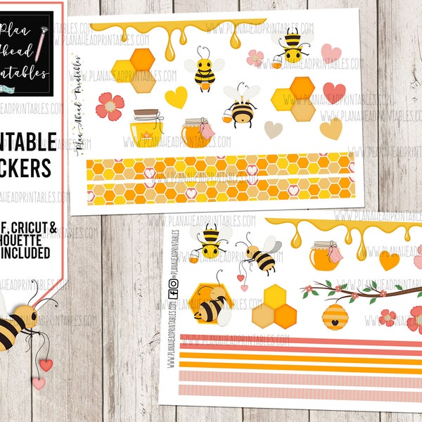 Printable Stickers for Planners, Scrapbooking or Card Making, Bee-lieve Bees Spring Summer