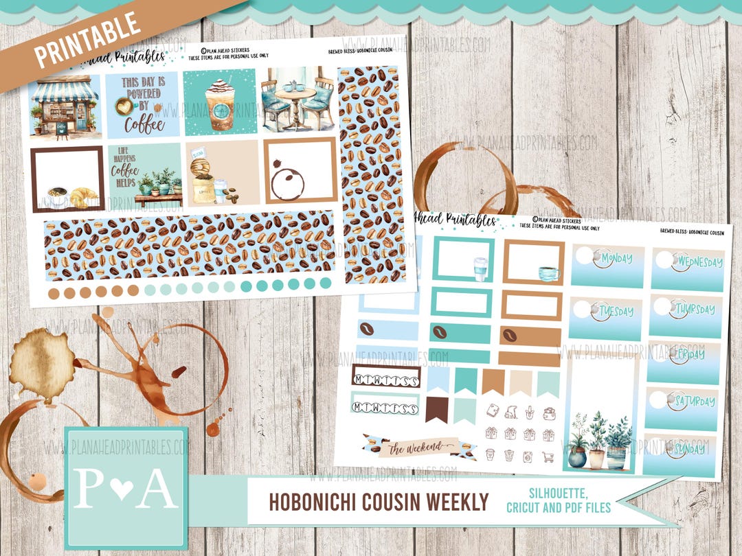Brewed Bliss PRINTABLE Hobonichi Cousin Weekly Planner Sticker Kit ...