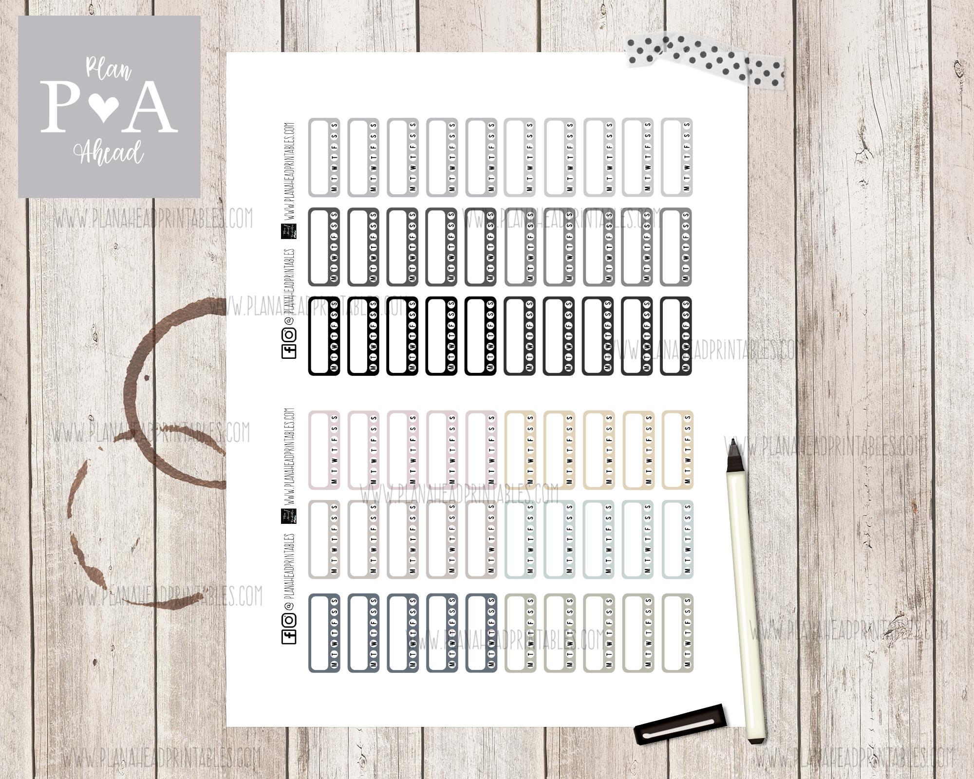 PRINTABLE Functional Basic Planner Stickers Hobonichi Cousin 1.3 Inch ...