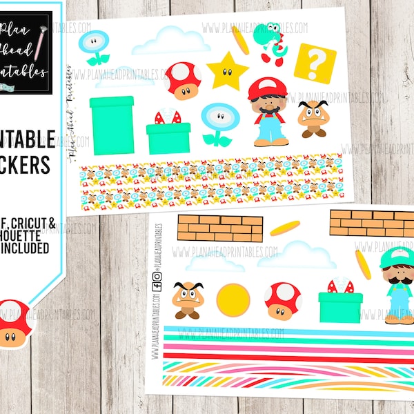 Printable Stickers for Planners, Scrapbooking or Card Making, Plumber Brothers