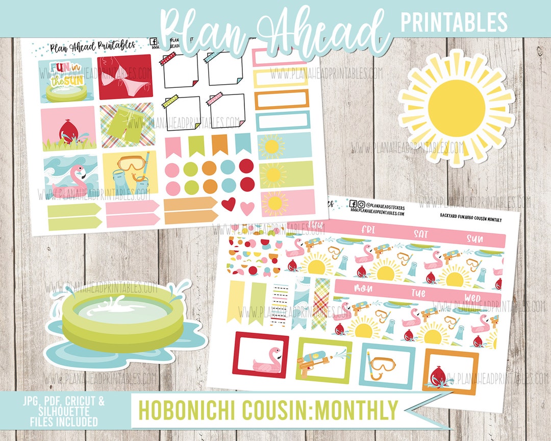 HOBONICHI COUSIN Monthly Printable Planner Sticker Kit Backyard Fun ...