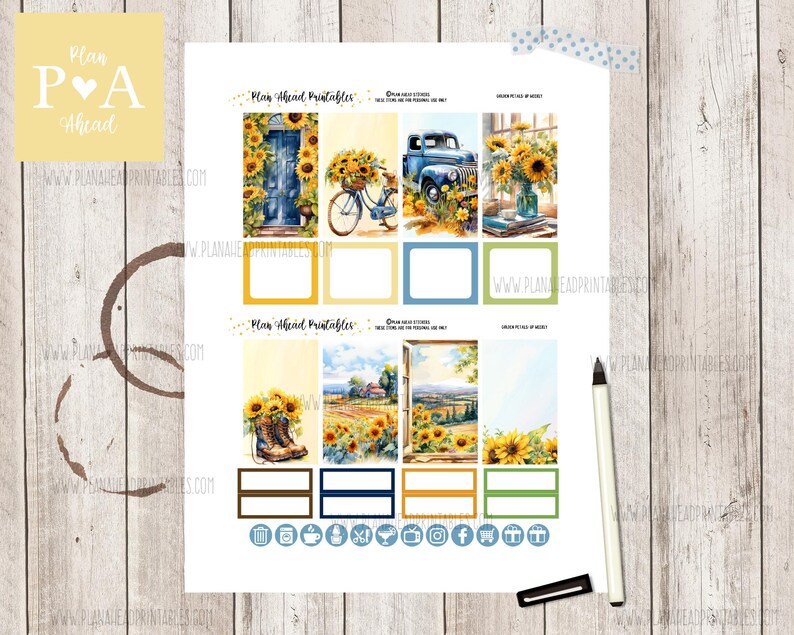 Golden Petals PRINTABLE Classic Happy Planner Weekly Planner Sticker ...