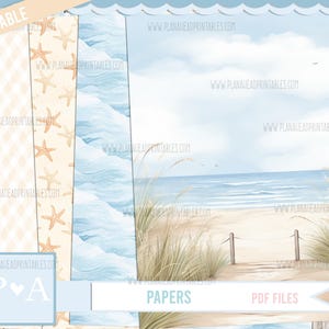 Coastal Calm DRUCKBARE Papiere, Bullet Journals Scrapbooks Card Making Planer Sommer Strand Urlaub Juni Juli August