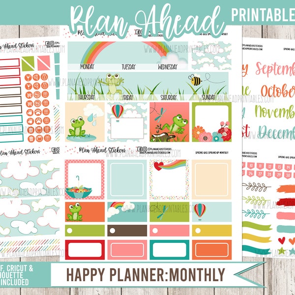 Happy Planner Printable Sticker Classic Monthly Kit Spring Has Sprung March April May