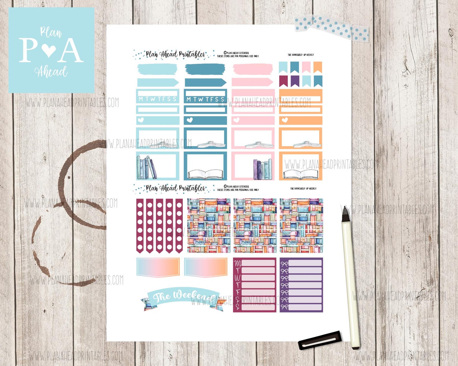 The Bookshelf PRINTABLE Classic Happy Planner Weekly Planner Sticker ...