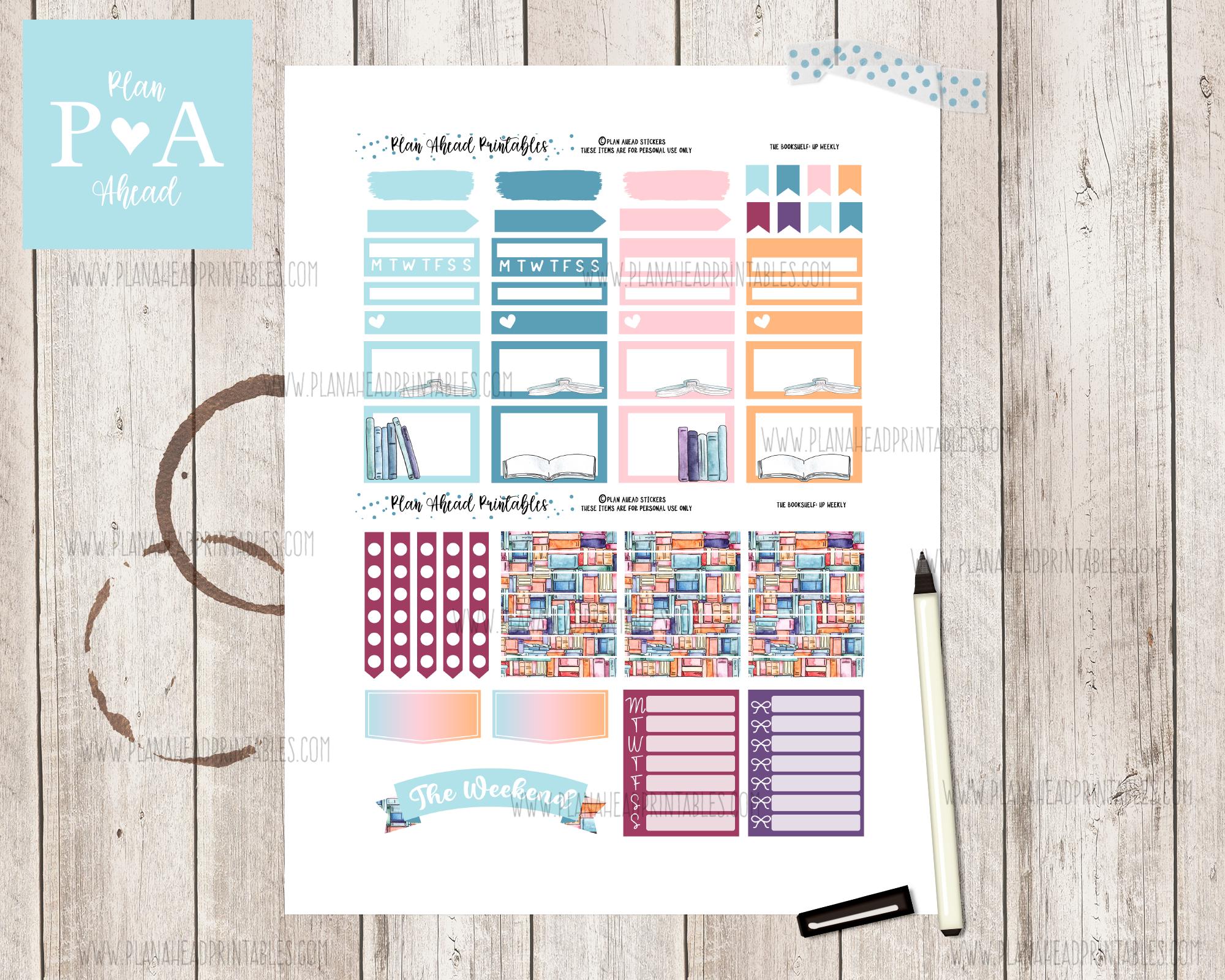 The Bookshelf PRINTABLE Classic Happy Planner Weekly Planner Sticker ...