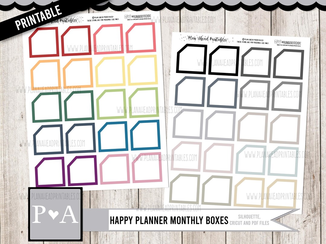 PRINTABLE Classic Happy Planner 7x9 Inch Basic Monthly Box Functional