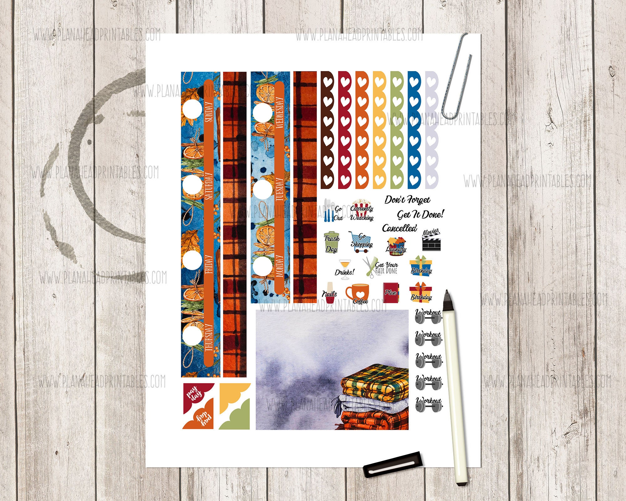 Big Happy Planner Printable Stickers Vertical Weekly Kit Cozy | Etsy