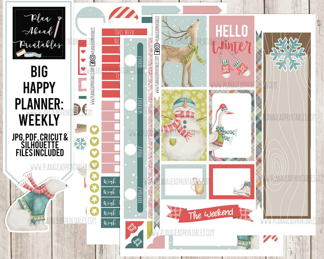 Big Happy Planner Printable Stickers Vertical Weekly Kit, Winter ...