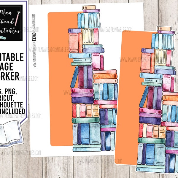 Printable Planner Page Marker, Book Mark, Divider Reading Books Library