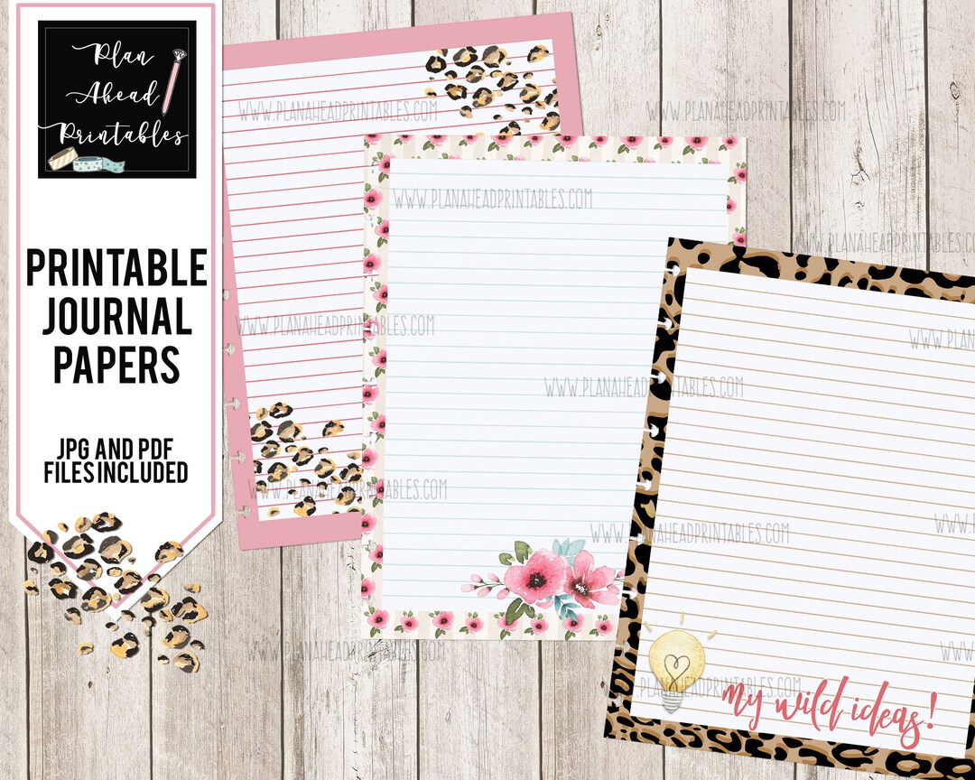 PRINTABLE Planner Journal Notebook Paper Pages the Wild - Etsy
