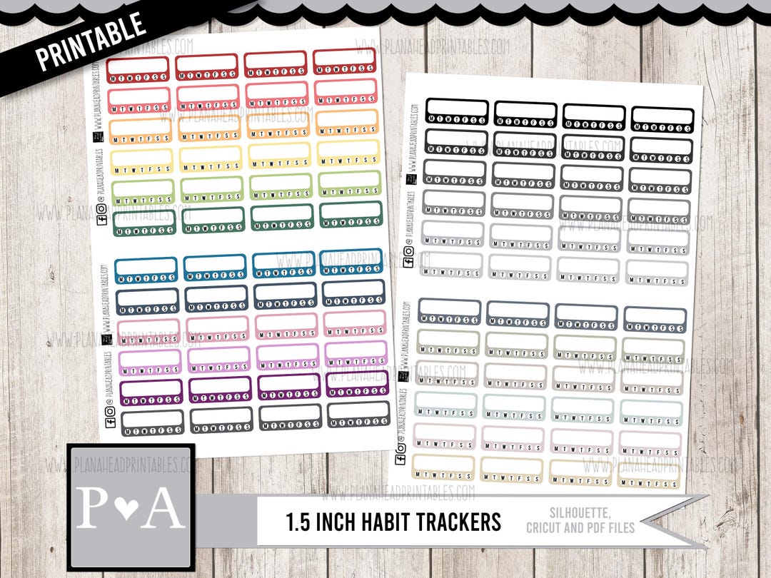 PRINTABLE Habit Tracker Planner Functional Stickers Fill in Blank 1.5 ...