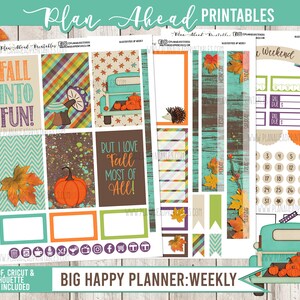 Big Happy Planner Printable Stickers Vertical Weekly Kit, Blustery Fall ...