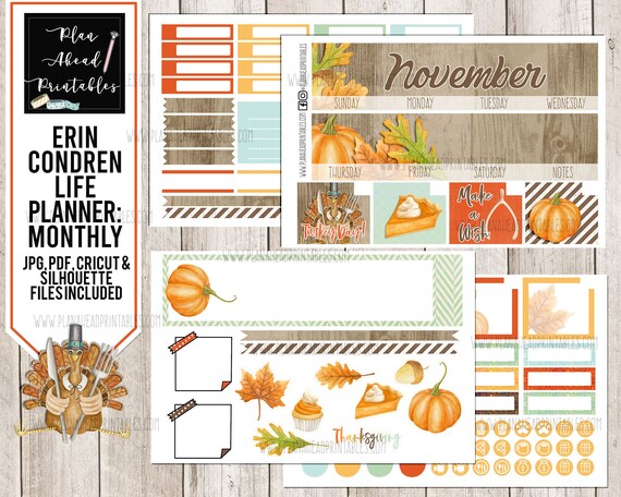 Erin Condren Life Planner Printable Sticker Monthly Kit | Etsy