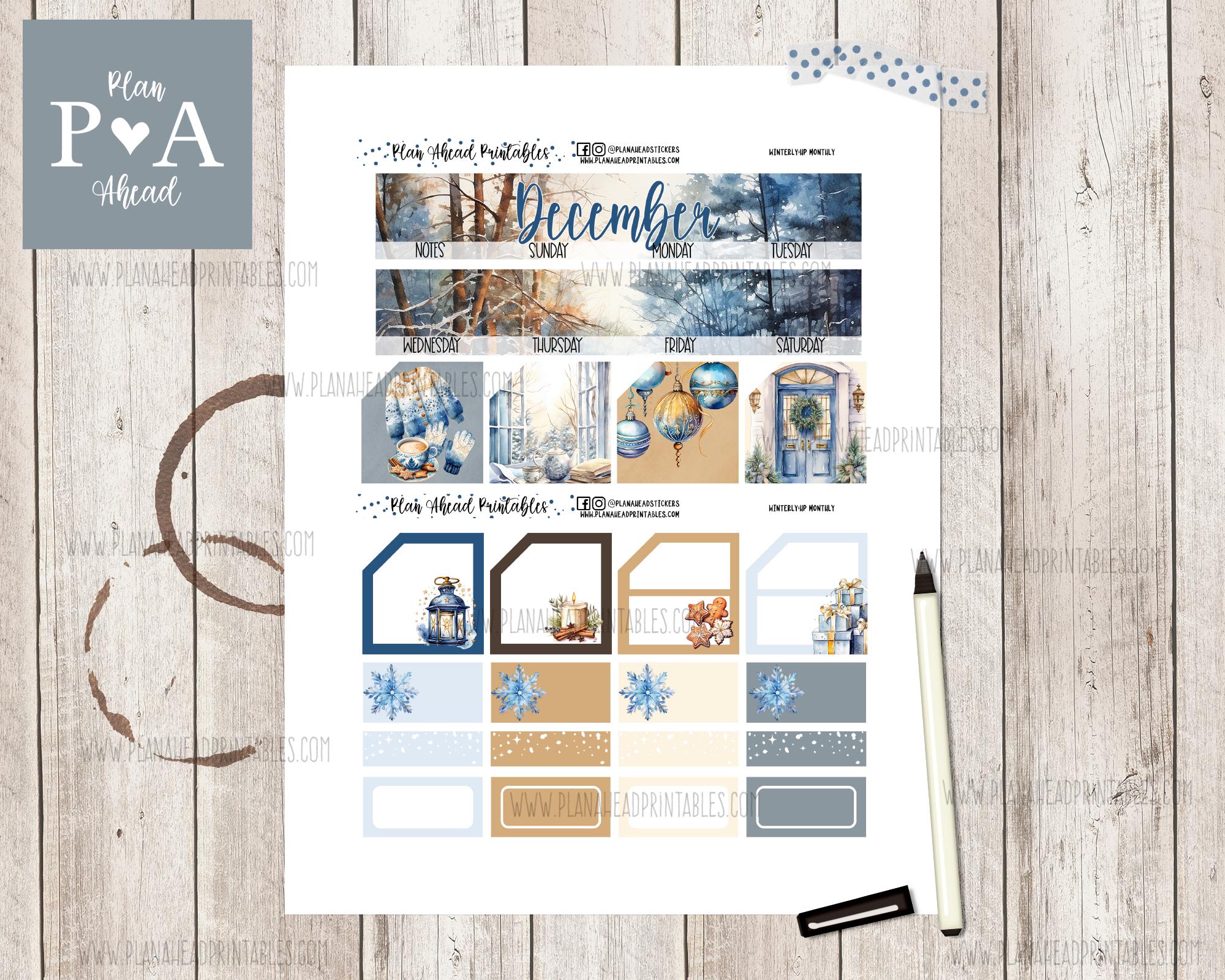 Winterly December PRINTABLE Classic Happy Planner Monthly Planner ...
