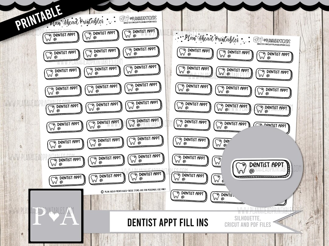 PRINTABLE Functional Dentist Appointment Planner Stickers, Bullet ...