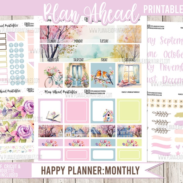 Happy Planner Printable Sticker Classic Monthly Kit A Perfect Spring March April May