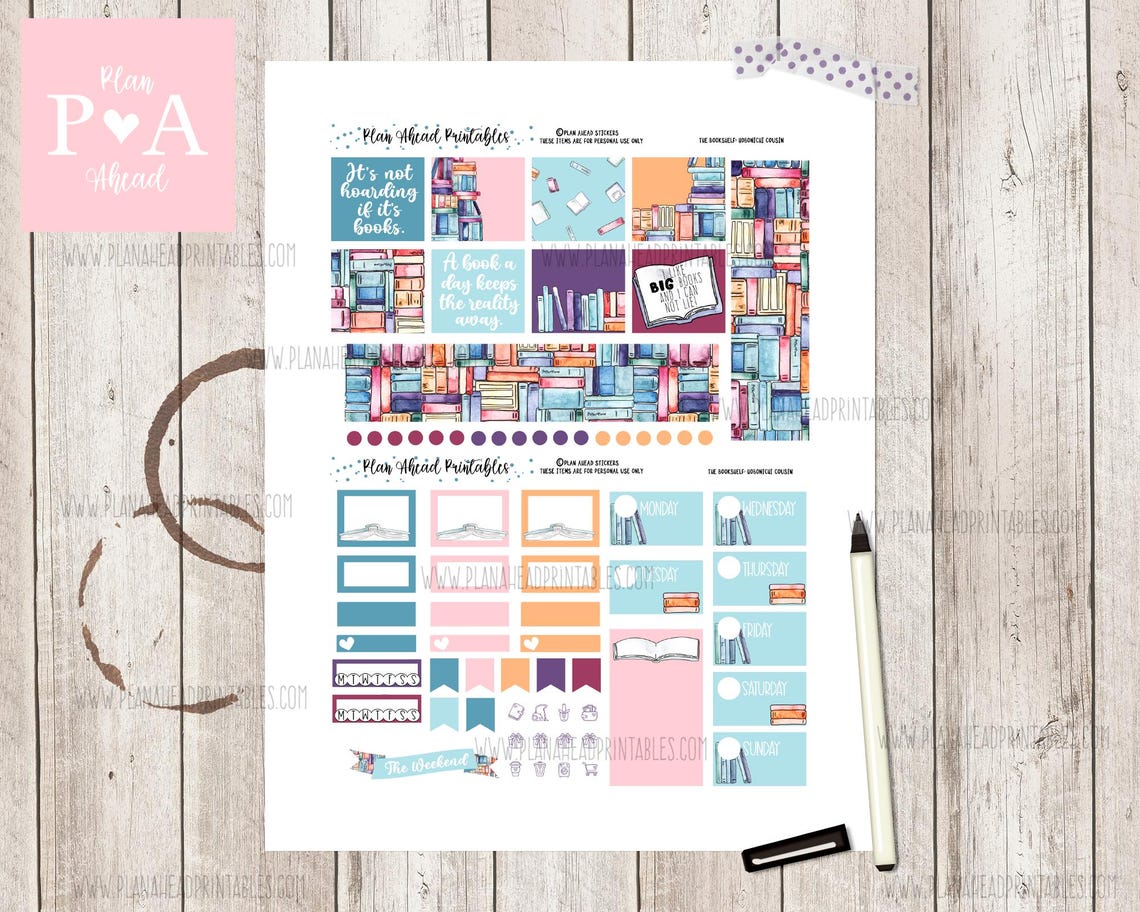 The Bookshelf PRINTABLE Hobonichi Cousin Weekly Planner Sticker Kit ...