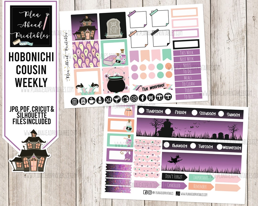 HOBONICHI COUSIN WEEKLY Printable Planner Sticker Kit, Spooktacular ...