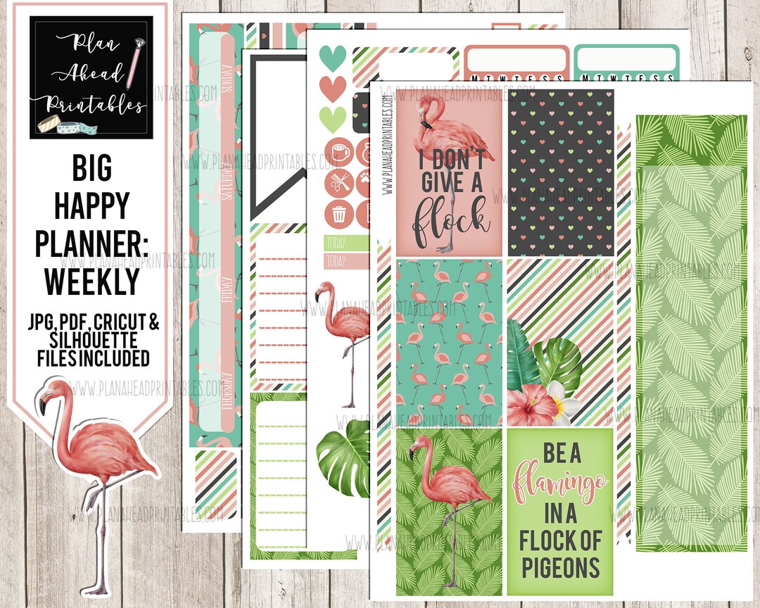 Big Happy Planner Printable Stickers Vertical Weekly Kit, Tropical ...