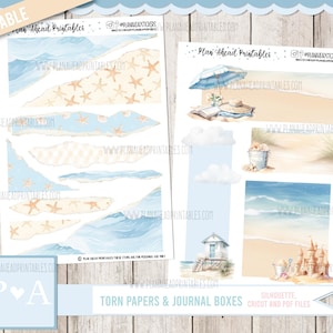Coastal Calm STAMPABILE Fogli strappati e scatole per diario, Bullet Journaling Happy Planner Erin Condren A5 Hobonichi Cousin Summer Beach Vacation