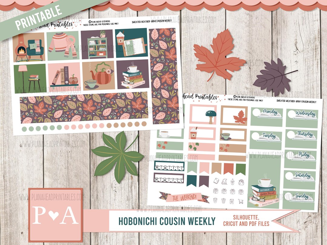 Sweater Weather PRINTABLE Hobonichi Cousin Weekly Planner Sticker Kit ...