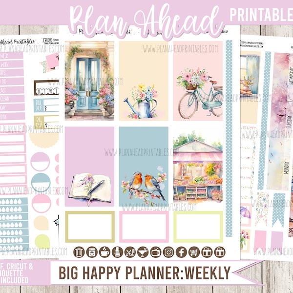 Big Happy Planner Printable Stickers Vertical Weekly Kit A Perfect Spring